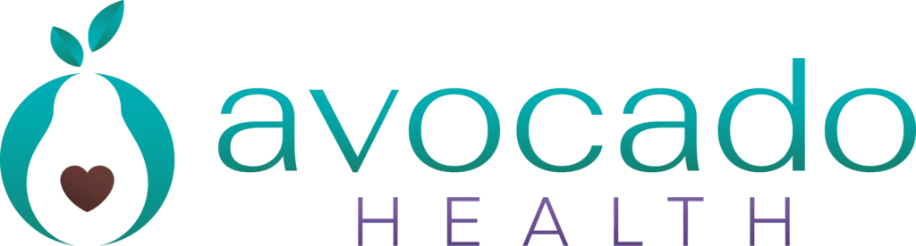Avocado Health logo: teal avocado with a heart, next to the words avocado health